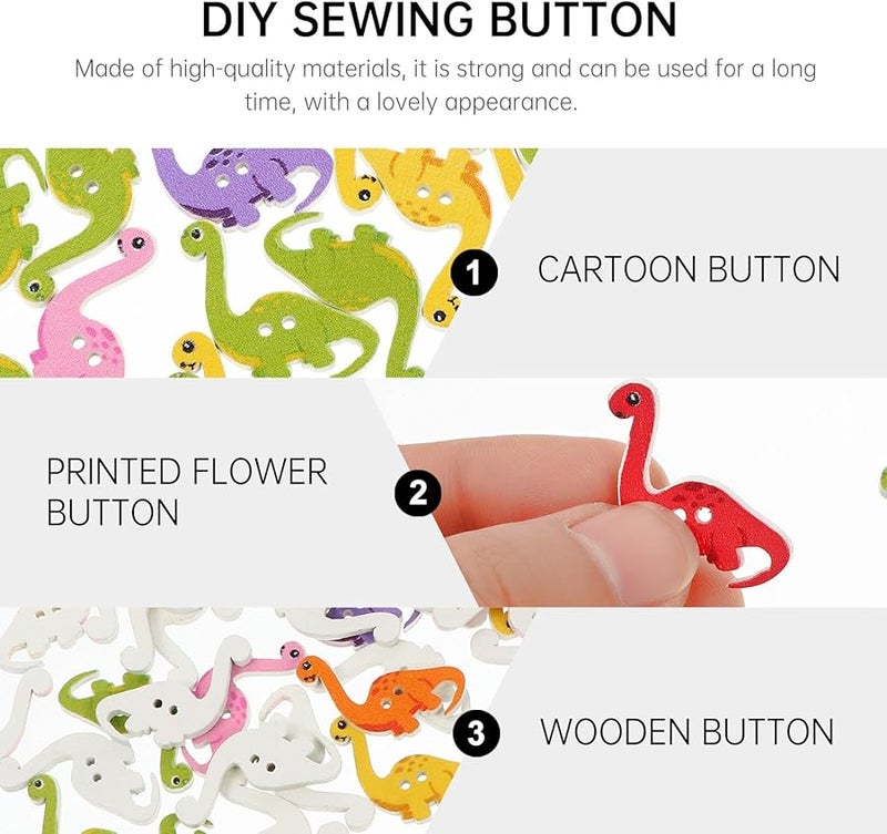 STOBAZA 100 قطعة أزرار خشبية ديناصور للحرف اليدوية إكسسوارات DIY - Image 5